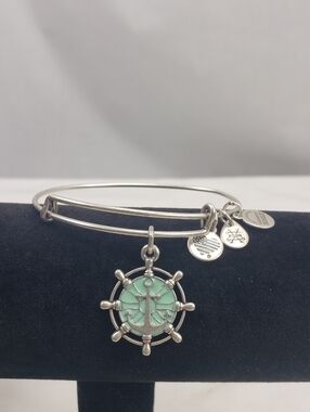 Alex and Ani Silver Nautical Anchor Charm Bangle Bracelet